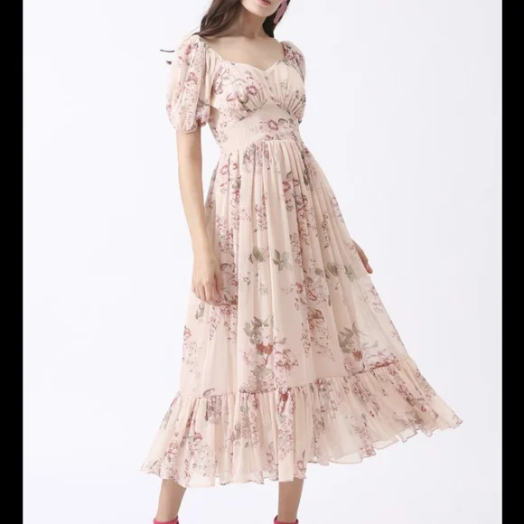 Chicwish | Dresses | Chicwish Enchanting Peony Chiffon Maxi Dress | Poshmark